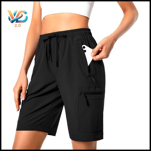 Lightweight Hiking Cargo Shorts Quick Dry Athletic Water Resistant Zipper